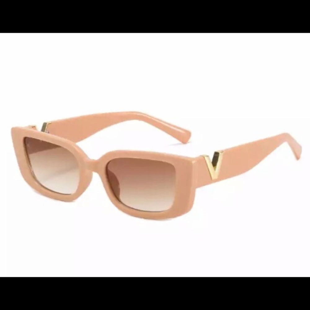 V Logo Nude Sunglasses Luxury Designer